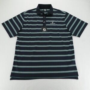 FootJoy Polo Mens XL Navy Green Stripe Silverhorn Golf Performance Shirt NWT